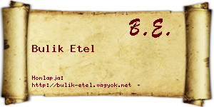 Bulik Etel névjegykártya